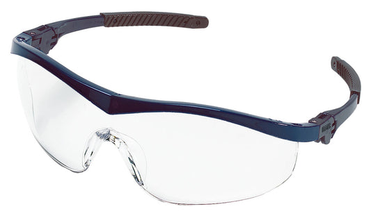 MCR Safety ST120 ST1 Series Safety Glasses with Clear Lens Navy Temples with Non-Slip Temple Grips (1 Pair)