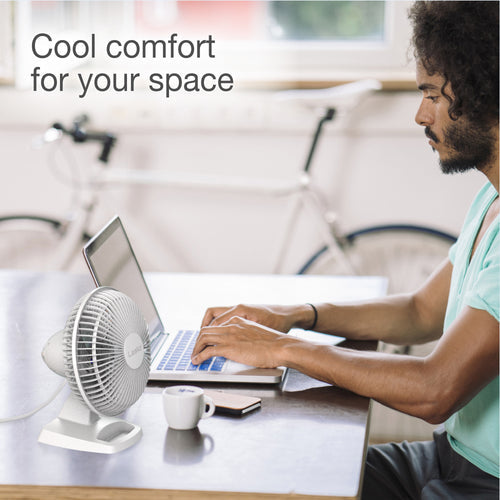 Lasko 2002W 6" 2-Speed Personal Table Fan with Storage Tray, White