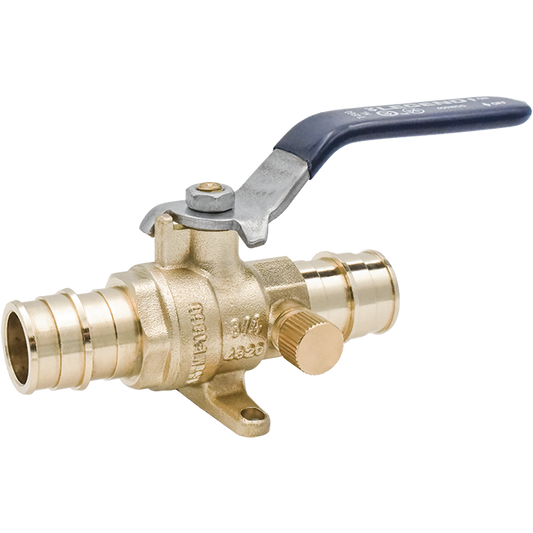 Legend Valves 101-563NL 1/2" No Lead DZR Forged Brass Cold Expansion PEX Drop Ear Ball Valve with Drain