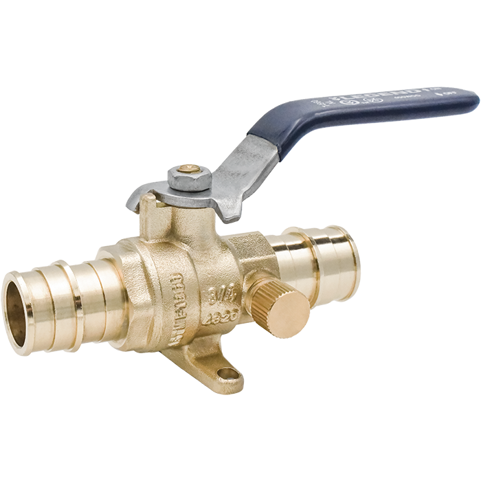 Legend Valves 101-564NL 3/4" No Lead DZR Forged Brass Cold Expansion PEX Drop Ear Ball Valve with Drain