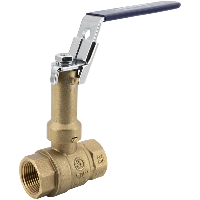 Legend Valves 101-327STNLX 1-1/2" No Lead DZR Forged Brass Full Port Ball Valve with Stainless Steel Trim, Stem Extension, and Locking Handle