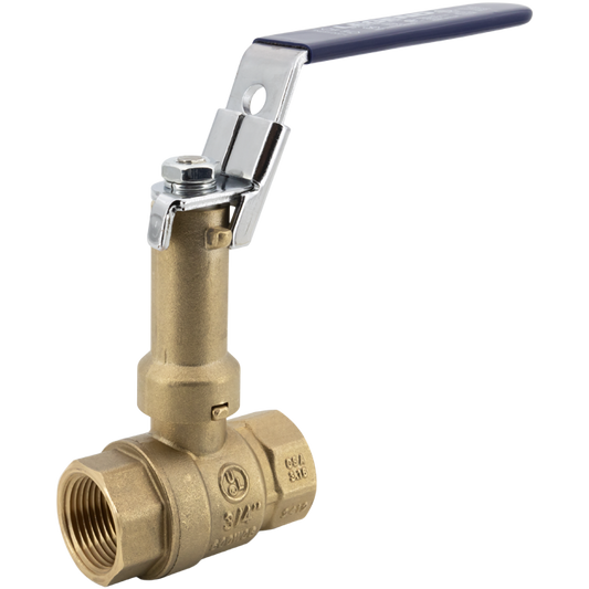 Legend Valves 101-328STNLX 2" No Lead DZR Forged Brass Full Port Ball Valve with Stainless Steel Trim, Stem Extension, and Locking Handle