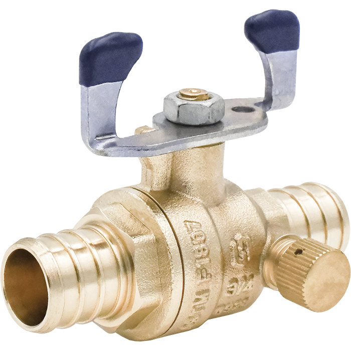 Legend Valves 101-596NL 1/2" No Lead DZR Forged Brass Crimp/Cinch PEX Ball Valve with Tee Handle and Drain