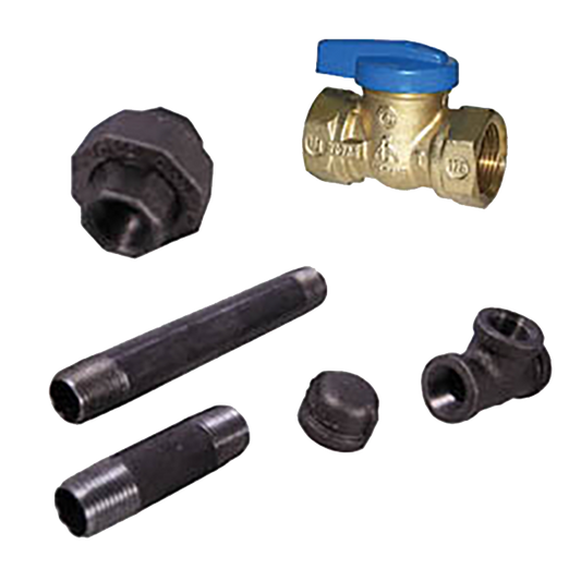 Legend Valves 102-836 1/2" Drip Leg Hookup Kit with T-3000 Blue Top Forged Brass One-Piece Gas Ball Valve
