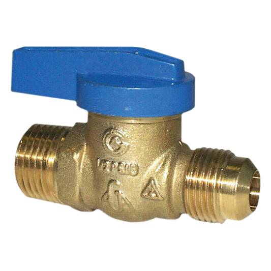 Legend Valves 102-213 1/2" x 1/2" Blue Top Forged Brass One-Piece Flare x MNPT Gas Ball Valve
