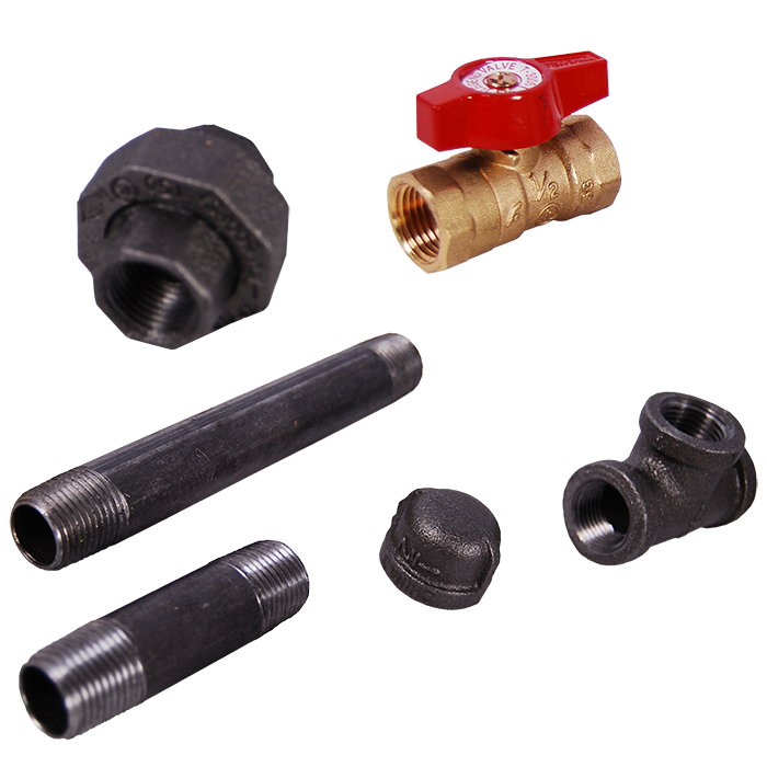 Legend Valves 102-837 1/2" Drip Leg Hookup Kit with T-3005 Red Top Forged Brass Economy Gas Ball Valve