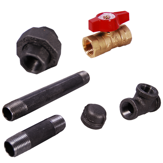 Legend Valves 102-837 1/2" Drip Leg Hookup Kit with T-3005 Red Top Forged Brass Economy Gas Ball Valve