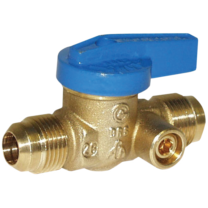 Legend Valves 102-522 3/8" Blue Top Forged Brass One-Piece Flare x Flare Gas Ball Valve with Sidetap