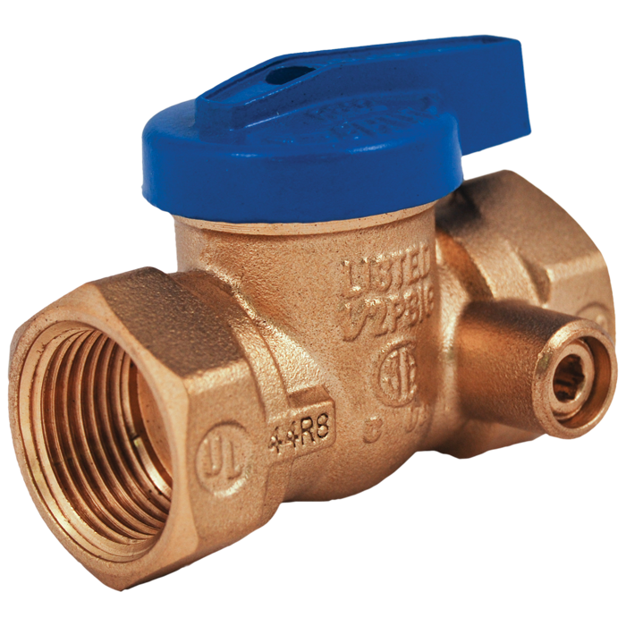 Legend Valves 102-514 3/4" Blue Top Forged Brass One-Piece FNPT x FNPT Gas Ball Valve with Sidetap