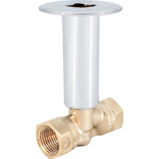 Legend Valves 102-833 1/2" Kit with Forged Brass Multi-Turn Globe-Type Straight Pattern Log Lighter Valve with Burner Bar, Chrome-Plated Escutcheon, and Key