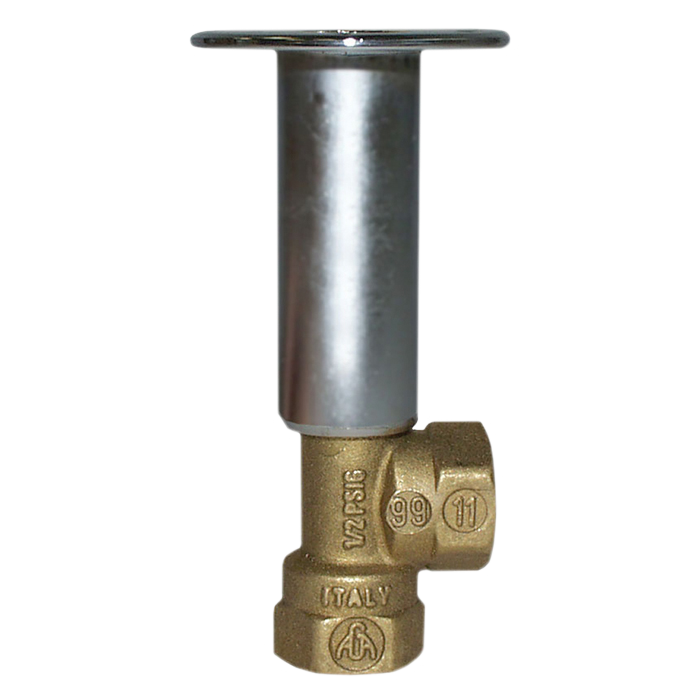 Legend Valves 102-843 1/2" Kit with Forged Brass Multi-Turn Globe-Type Angle Pattern Log Lighter Valve with Burner Bar, Chrome-Plated Escutcheon, and Key
