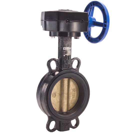 Legend Valves 116-442 2-1/2" Ductile Iron Wafer-Type Butterfly Valve with Aluminum Bronze Disc, EPDM Seat, and Gear Operator Handle
