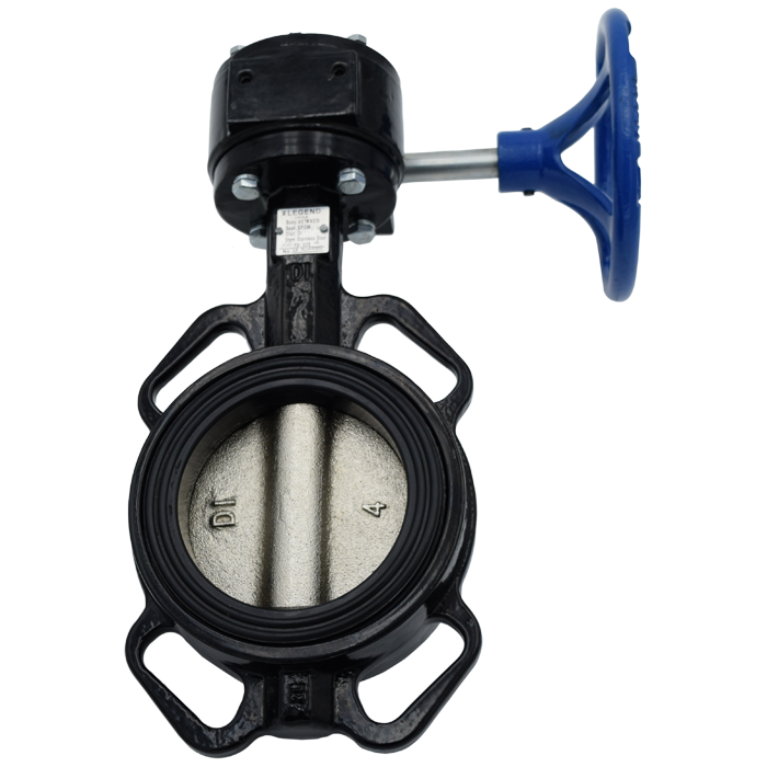 Legend Valves 116-481 2" Ductile Iron Wafer-Type Butterfly Valve with Ductile Iron Disc, EPDM Seat, and Gear Operator Handle