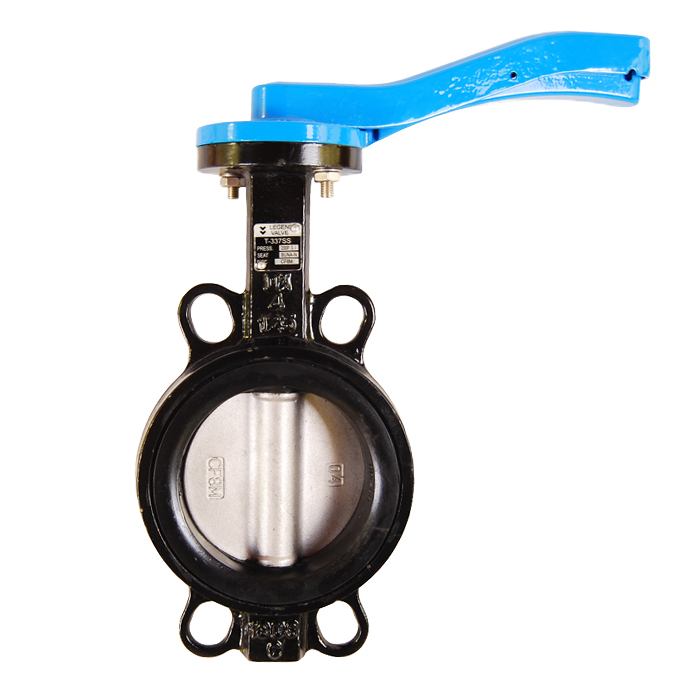 Legend Valves 116-435 5" Ductile Iron Wafer-Type Butterfly Valve with Stainless Steel Disc, Buna-N Seat, and 10-Position Lever Handle