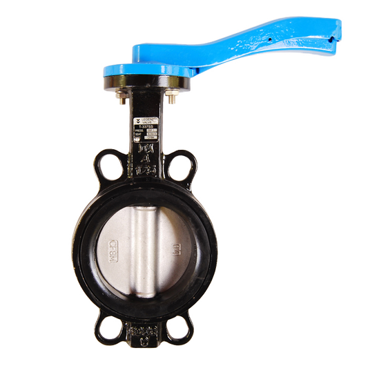 Legend Valves 116-434 4" Ductile Iron Wafer-Type Butterfly Valve with Stainless Steel Disc, Buna-N Seat, and 10-Position Lever Handle