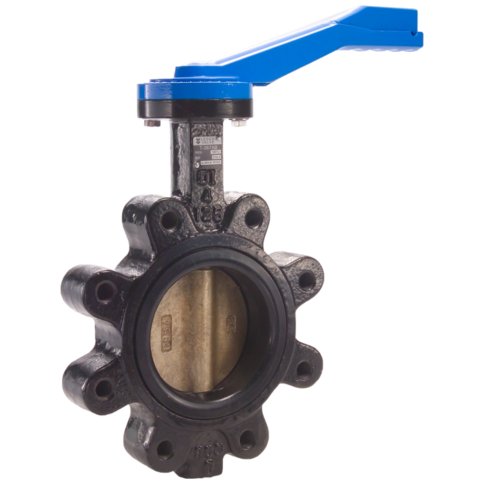 Legend Valves 116-607 8" Ductile Iron Lug-Type Butterfly Valve with Aluminum Bronze Disc, EPDM Seat, and 10-Position Lever Handle