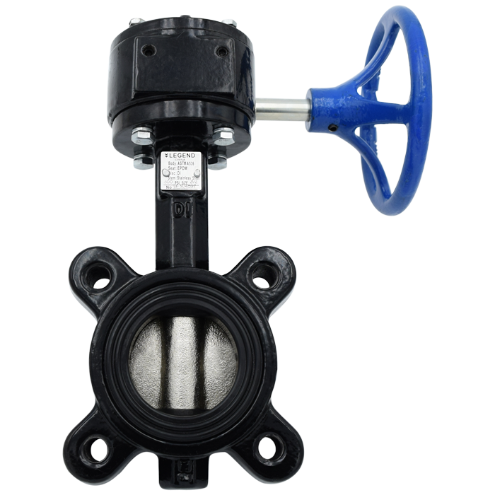 Legend Valves 116-681 2" Ductile Iron Lug-Type Butterfly Valve with Ductile Iron Disc, EPDM Seat, and Gear Operator Handle