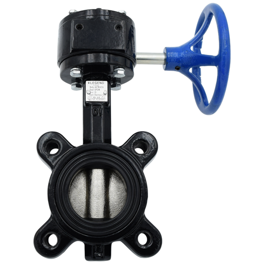 Legend Valves 116-686 6" Ductile Iron Lug-Type Butterfly Valve with Ductile Iron Disc, EPDM Seat, and Gear Operator Handle
