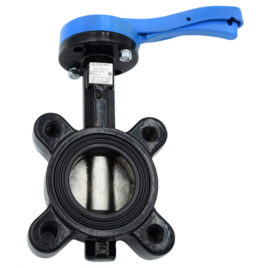 Legend Valves 116-657 8" Ductile Iron Lug-Type Butterfly Valve with Ductile Iron Disc, EPDM Seat, and 10-Position Lever Handle