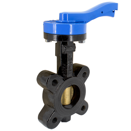 Legend Valves 116-622 2-1/2" Ductile Iron Lug-Type Butterfly Valve with Aluminum Bronze Disc, Buna-N Seat, and 10-Position Lever Handle