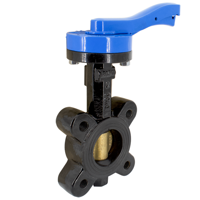 Legend Valves 116-629 12" Ductile Iron Lug-Type Butterfly Valve with Aluminum Bronze Disc, Buna-N Seat, and 10-Position Lever Handle