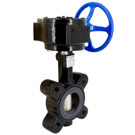 Legend Valves 116-698 10" Ductile Iron Lug-Type Butterfly Valve with Ductile Iron Disc, Buna-N Seat, and Gear Operator Handle