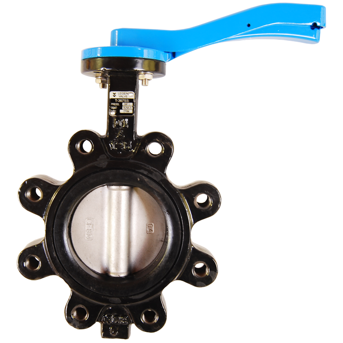 Legend Valves 116-634 4" Ductile Iron Lug-Type Butterfly Valve with Stainless Steel Disc, Buna-N Seat, and 10-Position Lever Handle