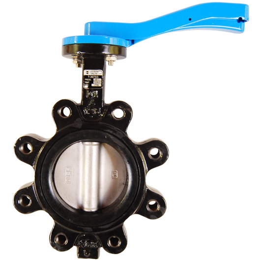 Legend Valves 116-632 2-1/2" Ductile Iron Lug-Type Butterfly Valve with Stainless Steel Disc, Buna-N Seat, and 10-Position Lever Handle