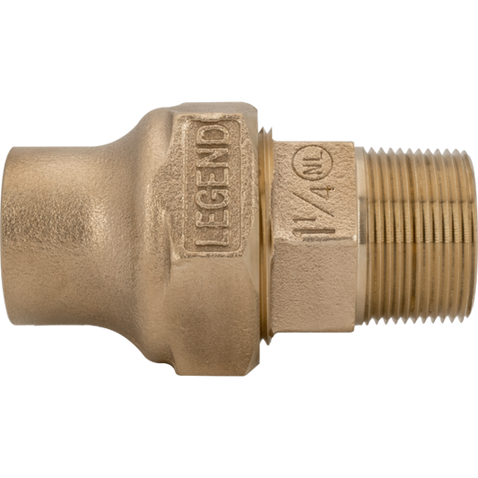 Legend Valves 313-006NL 1-1/4" No Lead Cast Bronze Water Service Flare x MNPT Adapter