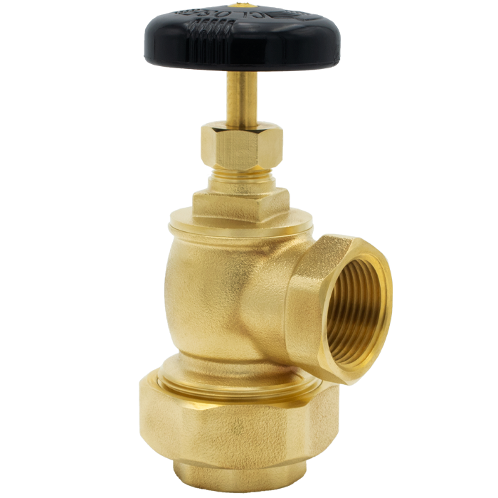 Legend Valves 110-125 1" Yellow Brass Steam Convector Angle Valve