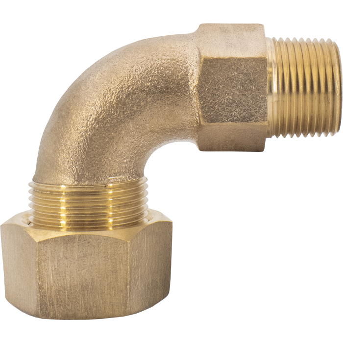 Legend Valves 313-350NL 1" x 3/4" No Lead Cast Bronze Water Service Ring Compression x MNPT Quarter-Bend