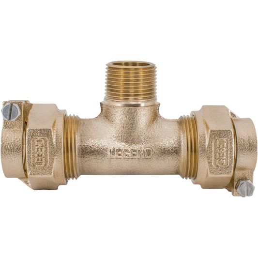 Legend Valves 313-386NL 3/4" x 1" No Lead Cast Bronze Water Service CTS Pack Joint x MNPT Tee