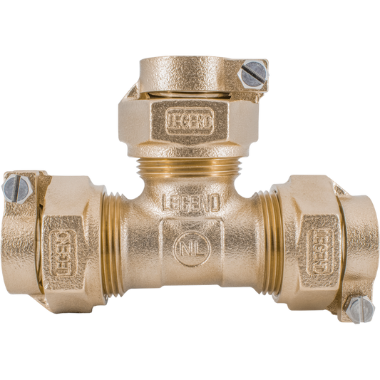 Legend Valves 313-395NL 1" No Lead Cast Bronze Water Service CTS Pack Joint Tee