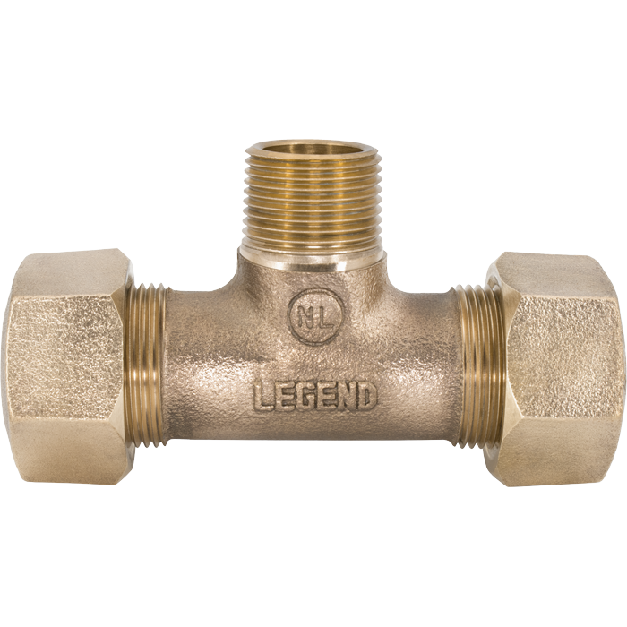 Legend Valves 313-424NL 3/4" No Lead Cast Bronze Water Service Ring Compression x MNPT Tee