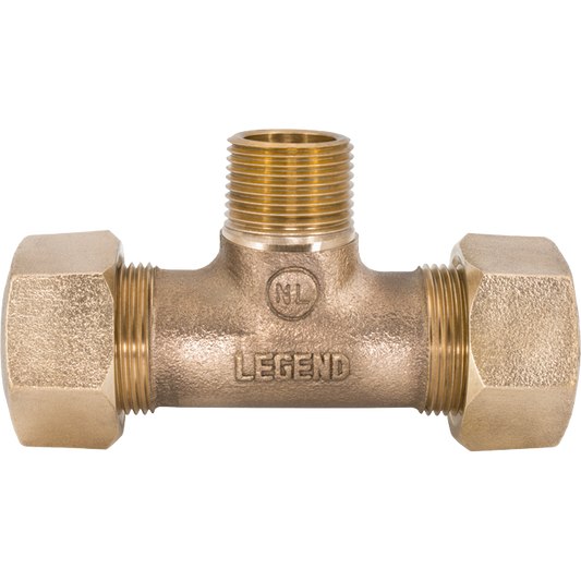 Legend Valves 313-424NL 3/4" No Lead Cast Bronze Water Service Ring Compression x MNPT Tee