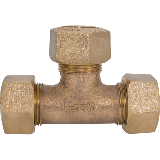 Legend Valves 313-435NL 1" No Lead Cast Bronze Water Service Ring Compression Tee