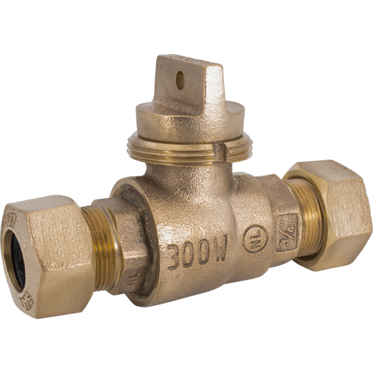 Legend Valves 314-334NL 3/4" No Lead Cast Bronze Water Service Minneapolis Pattern CTS Ring Compression Curb Stop Valve