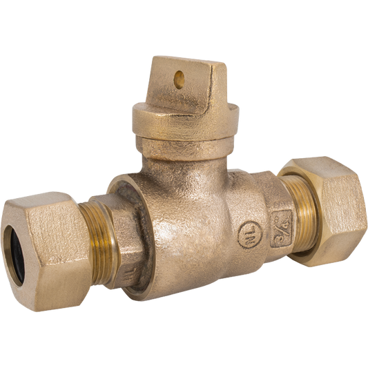 Legend Valves 314-156NL 1-1/4" No Lead Cast Bronze Water Service CTS Ring Compression Curb Stop Valve