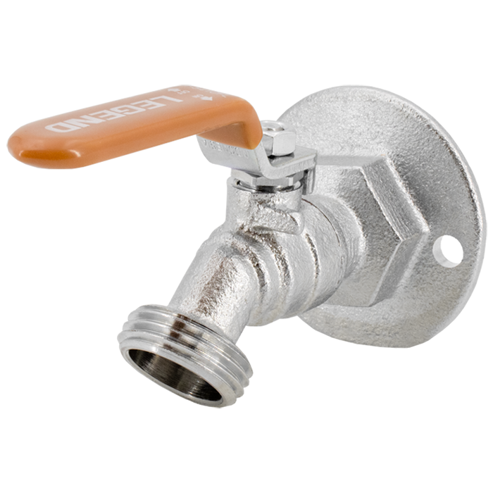 Legend Valves 107-465CP 3/4" Chrome-Plated Forged Brass 1/4-Turn Ball-Type Sillcock with Lever Handle & Flange