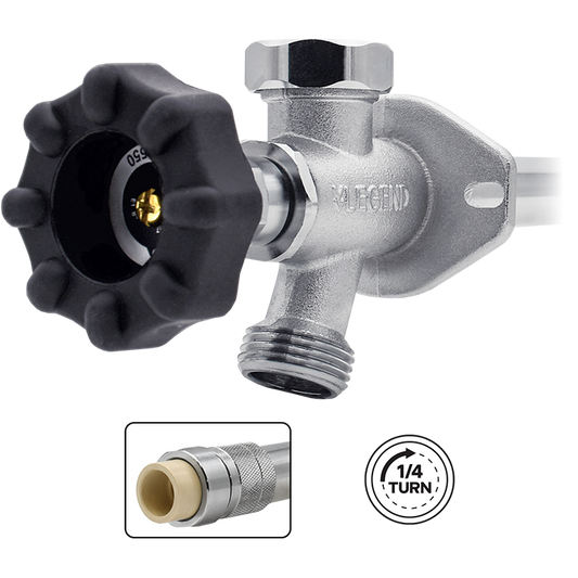 Legend Valves 108-173A 1/2" x 8" Forged Brass 1/4-Turn CPVC Frostfree Sillcock with Softouch Handle & Integrated Anti-Siphon Vacuum Breaker