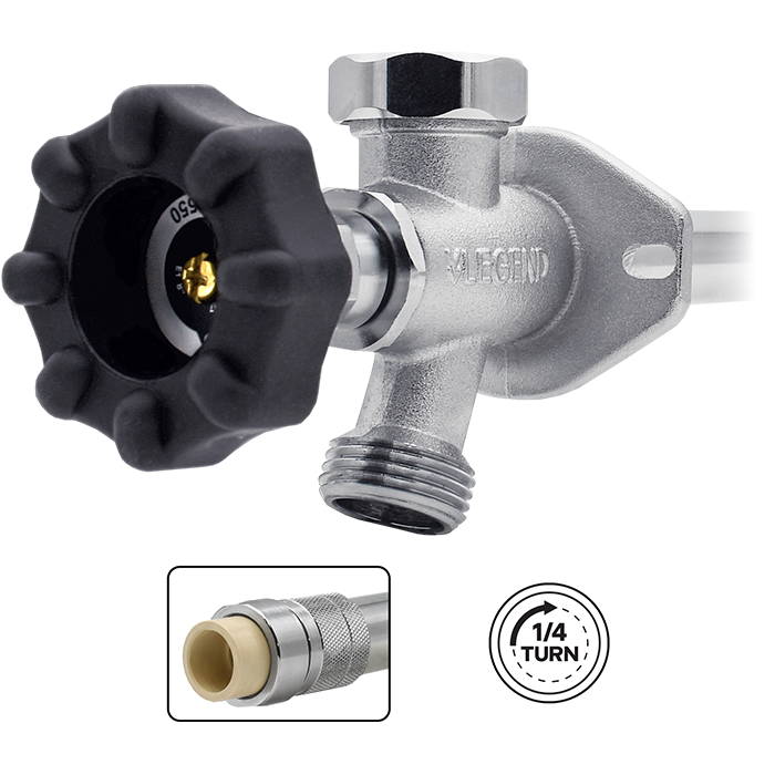 Legend Valves 108-175A 1/2" x 12" Forged Brass 1/4-Turn CPVC Frostfree Sillcock with Softouch Handle & Integrated Anti-Siphon Vacuum Breaker