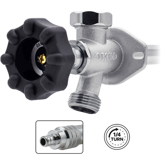 Legend Valves 108-004NL 1/2" x 10" No Lead Forged Brass 1/4-Turn Crimp/Cinch PEX Frostfree Sillcock with Softouch Handle & Integrated Anti-Siphon Vacuum Breaker