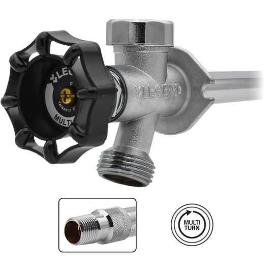 Legend Valves 108-120 1/2" x 2-7/8" Forged Brass Multi-Turn Frostfree Sillcock with Integrated Anti-Siphon Vacuum Breaker