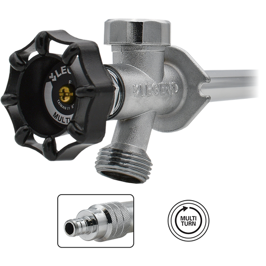 Legend Valves 108-145 1/2" x 12" Forged Brass Multi-Turn PEX Frostfree Sillcock with Integrated Anti-Siphon Vacuum Breaker