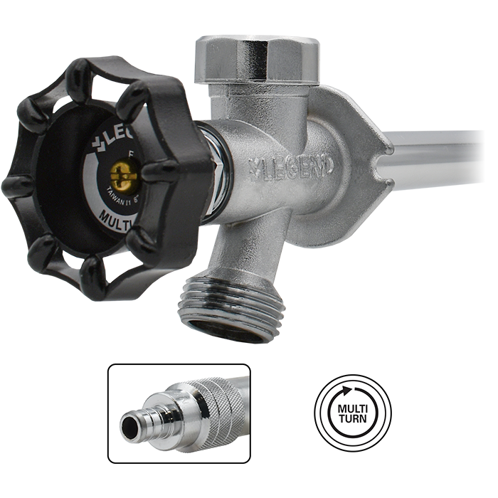 Legend Valves 108-146NL 1/2" x 14" No Lead Forged Brass Multi-Turn PEX Frostfree Sillcock with Integrated Anti-Siphon Vacuum Breaker