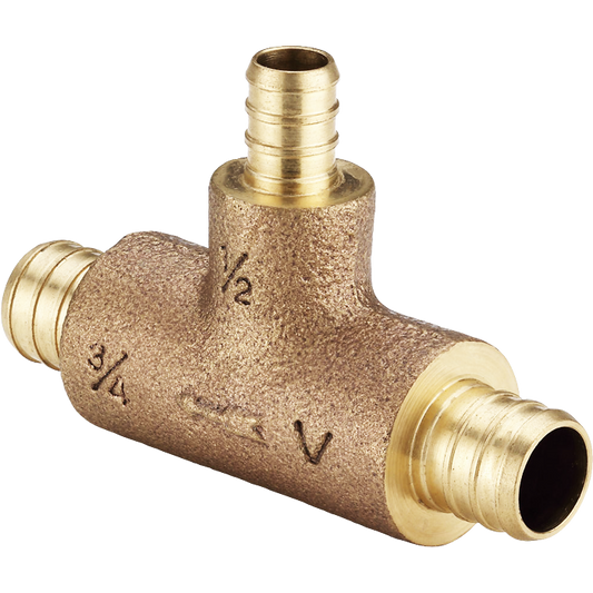 Legend Valves 302-203P 3/4" x 3/4" x 1/2" Cast Brass Crimp/Cinch PEX Monoflow Tee