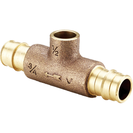 Legend Valves 302-206P 3/4" x 3/4" x 1/2" Cast Brass Cold Expansion PEX x Sweat Monoflow Tee