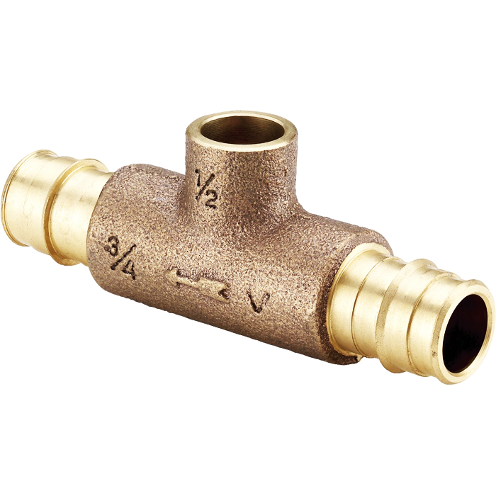 Legend Valves 302-206PNL 3/4" x 3/4" x 1/2" No Lead Cast Brass Cold Expansion PEX x Sweat Monoflow Tee
