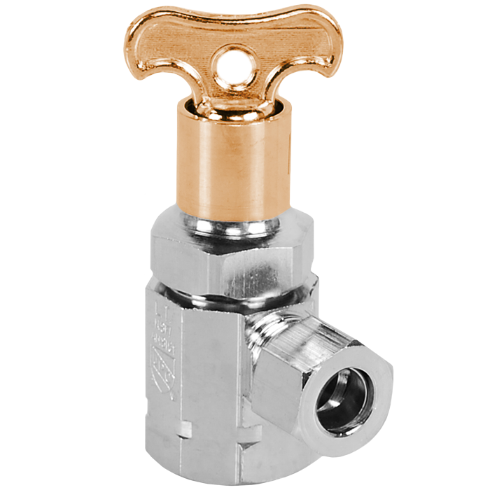 Legend Valves 114-143NL 1/2" x 3/8" No Lead Chrome-Plated Forged Brass Multi-Turn FNPT x OD Angle Stop Valve with Lockshield & Key