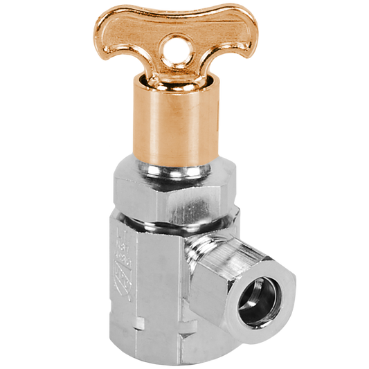 Legend Valves 114-143NL 1/2" x 3/8" No Lead Chrome-Plated Forged Brass Multi-Turn FNPT x OD Angle Stop Valve with Lockshield & Key